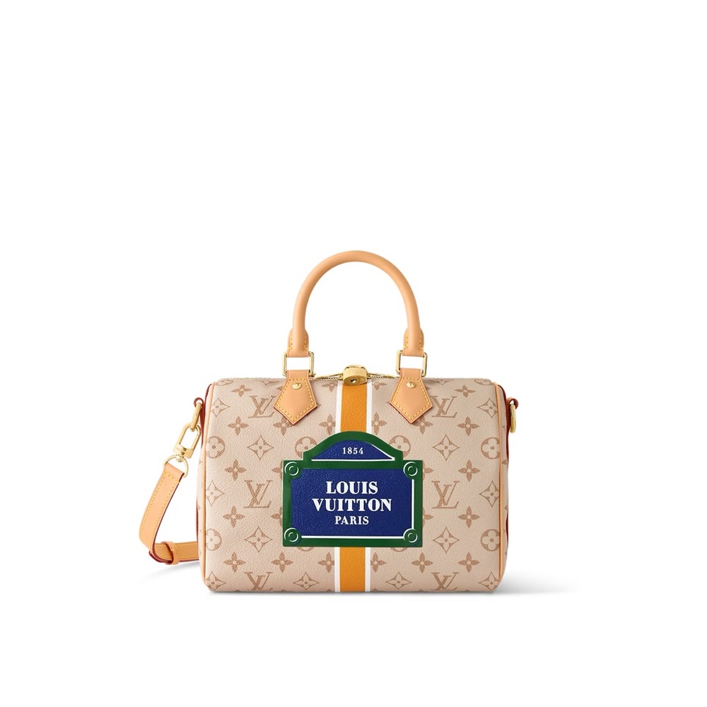 Louis Vuitton Speedy Bandoulière 25 Monopaname Monogram Paris Street Sign - Picture 1 of 13